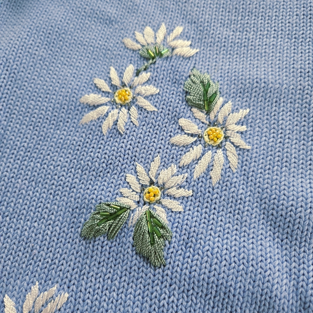 Vintage Quacker Factory Embroidered Daisy Pullover Sweater Size 2X Spring FLAW - Picture 10 of 16